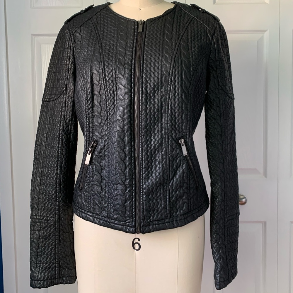 Black Faux Leather Intricate Surface Details